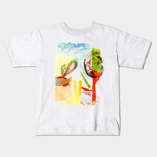 Abstract mixed media colorful landscape illustration Kids T-Shirt